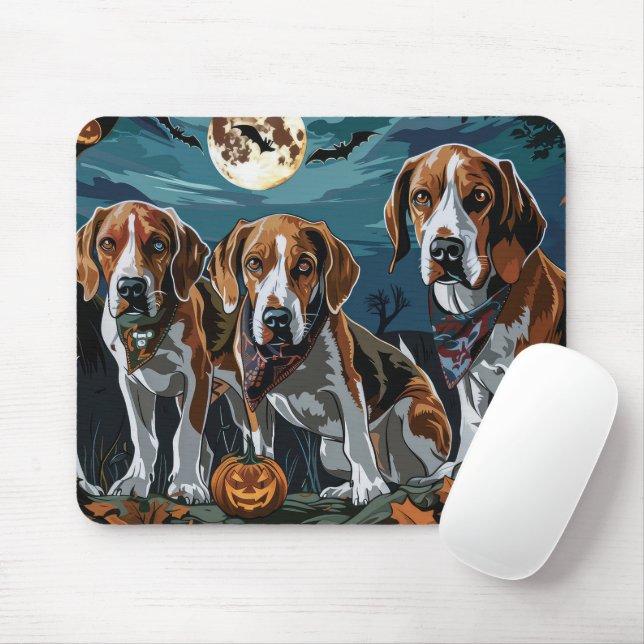 American English Foxhound Halloween Spooky  Mouse Pad (With Mouse)