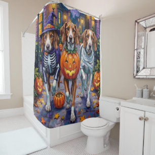 American English Foxhound In Halloween Costumes Shower Curtain