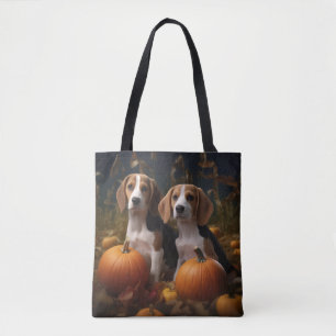 American English Foxhound Puppy Autumn Delight Tote Bag