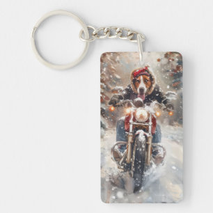 American English Foxhound Riding Bike Christmas Key Ring