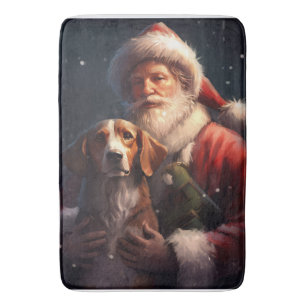 American English Foxhound Santa Claus Christmas Bath Mat
