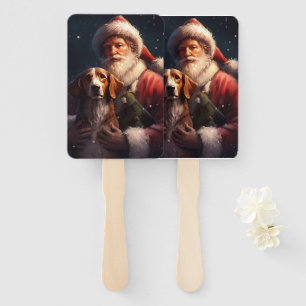American English Foxhound Santa Claus Christmas Hand Fan