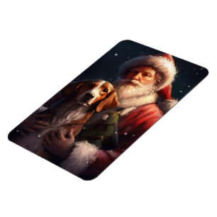 American English Foxhound Santa Claus Christmas Magnet