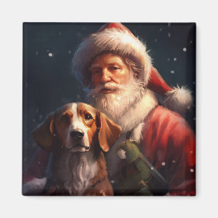American English Foxhound Santa Claus Christmas Magnet