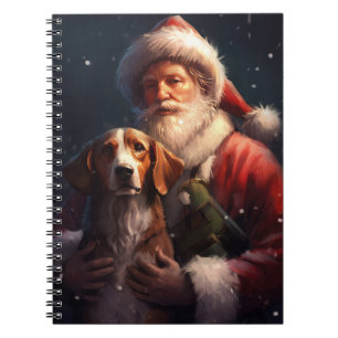American English Foxhound Santa Claus Christmas Notebook