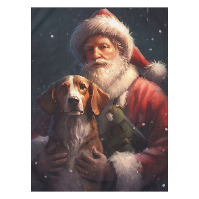 American English Foxhound Santa Claus Christmas Tablecloth (Front)