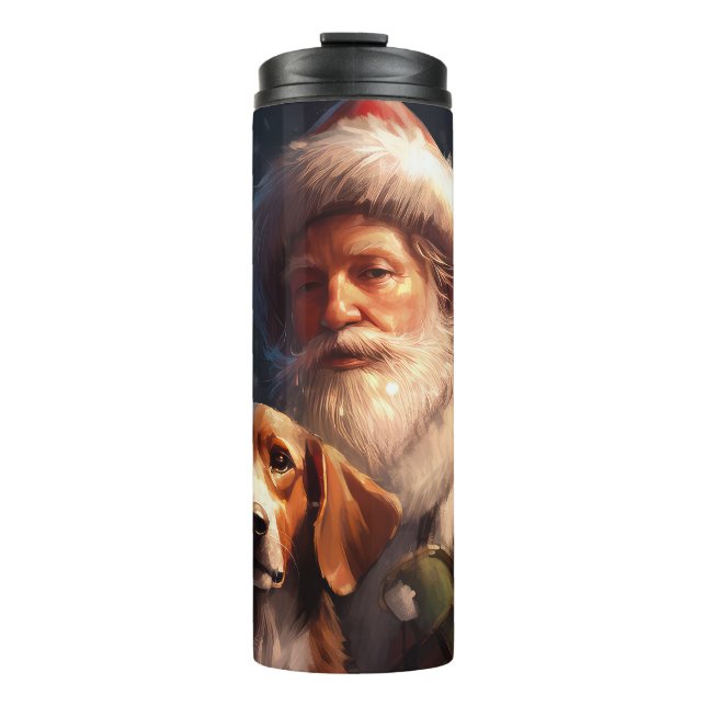 American English Foxhound Santa Claus Christmas Thermal Tumbler (Front)