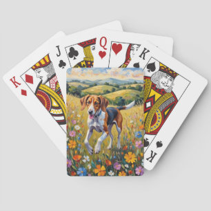 American English Foxhound Wildflower Meadow Playing Cards