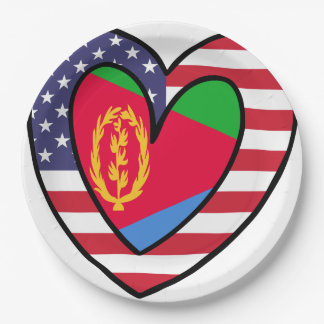 American Eritrean Flag Inner Heart USA Eritrea Paper Plate