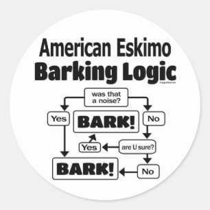 American Eskimo Barking Logic Classic Round Sticker