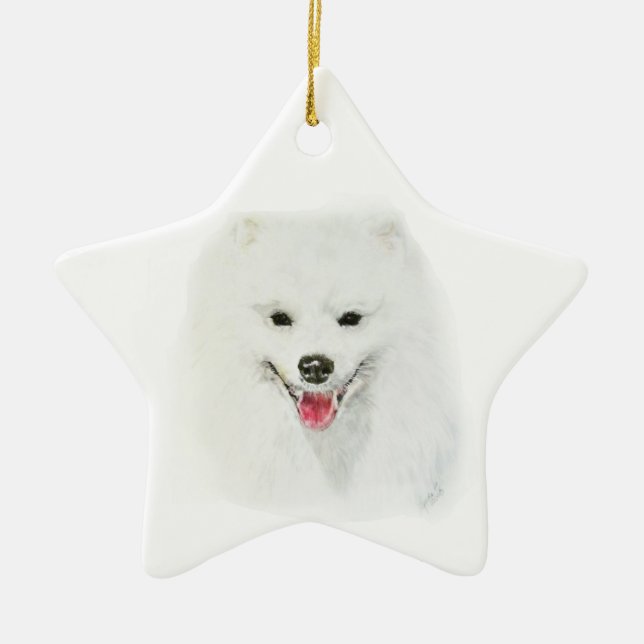 American Eskimo Ceramic Ornament (Front)