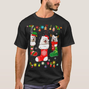 American Eskimo Christmas Lights Funny Puppy Xmas T-Shirt