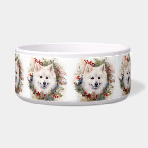 American Eskimo Christmas Wreath Festive Pup