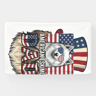 American Eskimo Dad Patriotic Vintage Dog Banner
