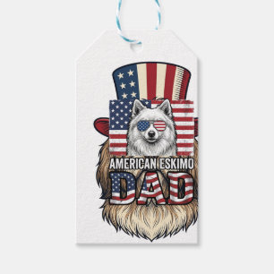 American Eskimo Dad Patriotic Vintage Dog Gift Tags