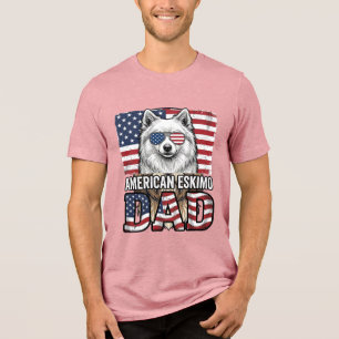 American Eskimo Dad Patriotic Vintage Dog Tri-Blend Shirt