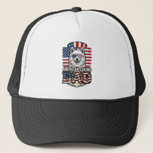 American Eskimo Dad Patriotic Vintage Dog Trucker Hat