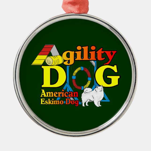 American Eskimo Dog Agility Metal Tree Decoration (Front)