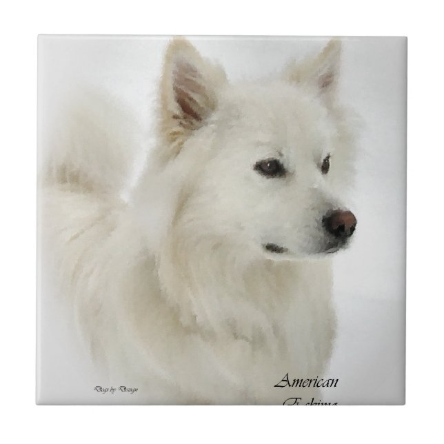 American Eskimo Dog Art Ceramic Tile (Front)