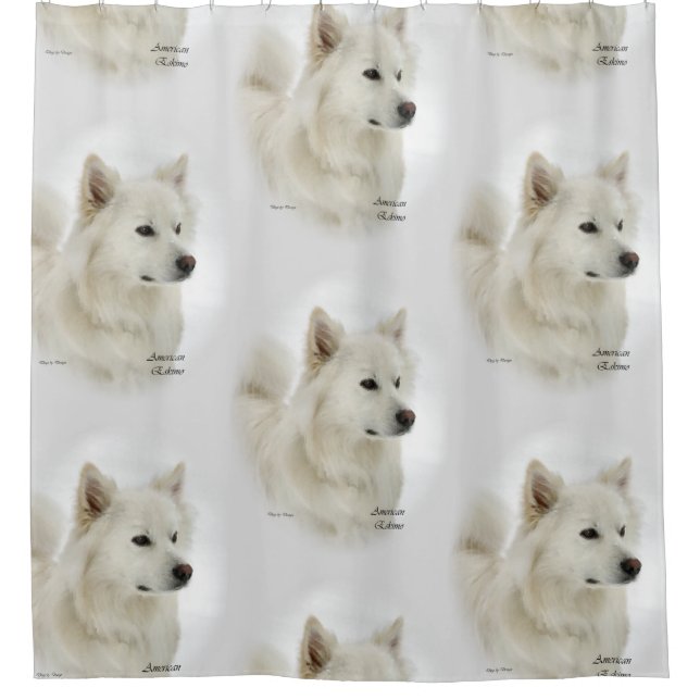 American Eskimo Dog Art Shower Curtain (Front)
