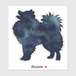 American Eskimo Dog Black Watercolor Silhouette