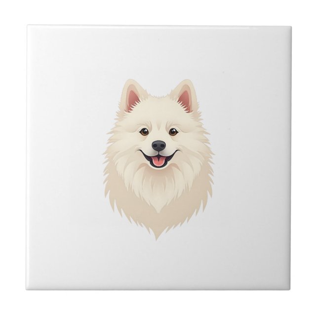 American Eskimo Dog Ceramic Tile (Front)