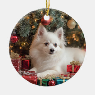 American Eskimo Dog Christmas Ceramic Ornament
