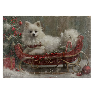 American Eskimo Dog Christmas Festive Cutting Board