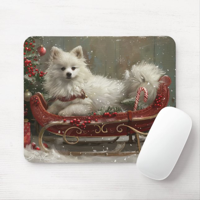 American Eskimo Dog Christmas Festive  Mouse Pad (With Mouse)
