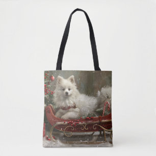 American Eskimo Dog Christmas Festive Tote Bag