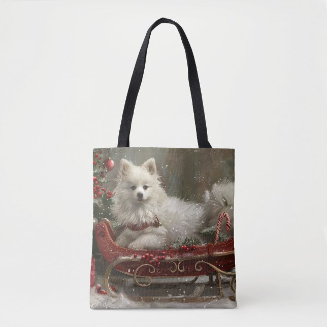 American Eskimo Dog Christmas Festive  Tote Bag (Front)