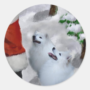 American Eskimo Dog Christmas Gifts Classic Round Sticker