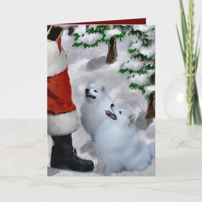 American Eskimo Dog Christmas Holiday Card (Front)
