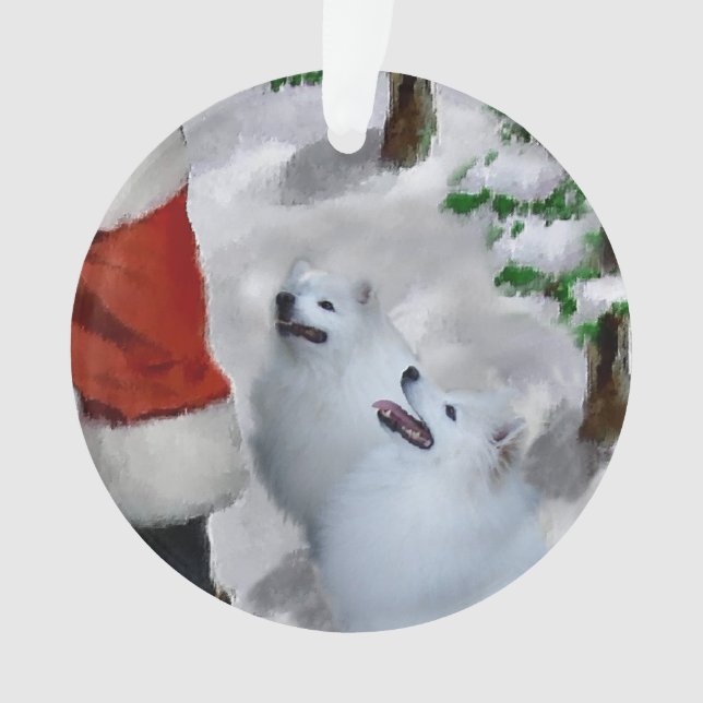 American Eskimo Dog Christmas Ornament (Front)