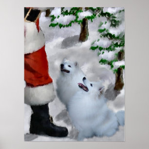American Eskimo Dog Christmas Poster