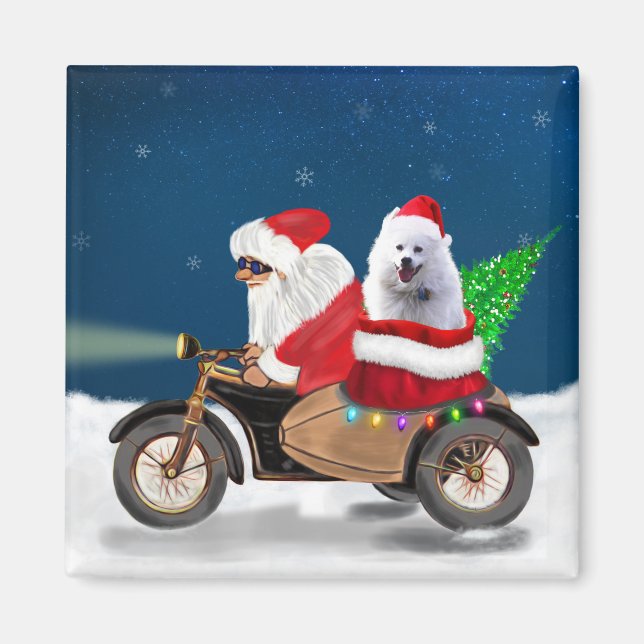 American Eskimo Dog Christmas Santa Claus  Magnet (Front)