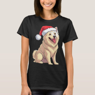 American Eskimo Dog Christmas Santa Hat Pet Dog Lo T-Shirt