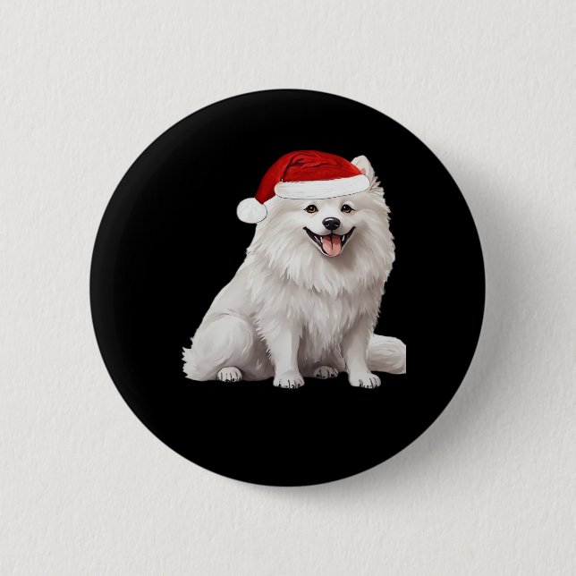 American Eskimo Dog Christmas Tree Dog Puppy Water 6 Cm Round Badge (Front)