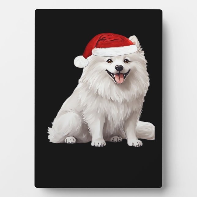 American Eskimo Dog Christmas Tree Dog Puppy Water Plaque (Front)