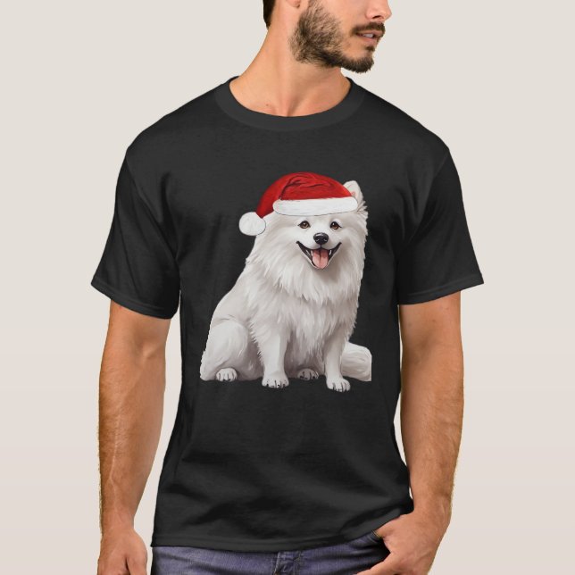American Eskimo Dog Christmas Tree Dog Puppy Water T-Shirt (Front)