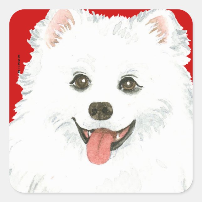 American Eskimo Dog Colour Block Square Sticker (Front)