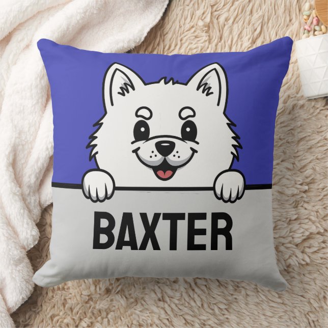 American Eskimo Dog Custom Name Puppy Dog Lovers Cushion (Blanket)