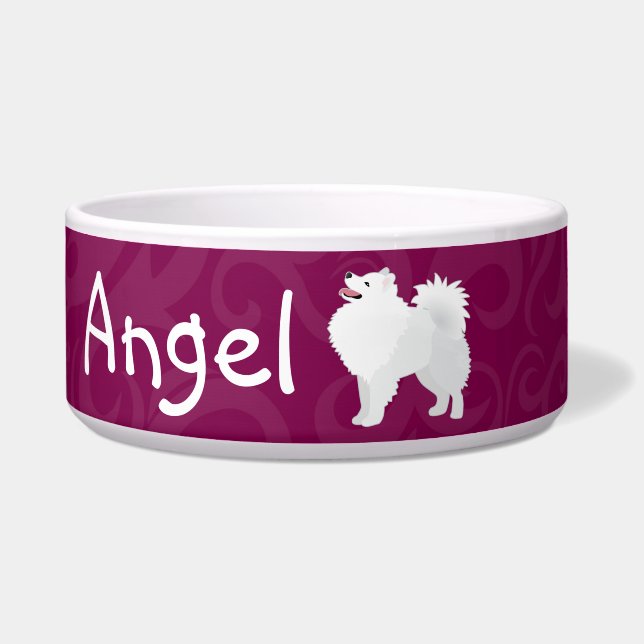 American Eskimo Dog Customisable Dog Bowl 2 (Front)