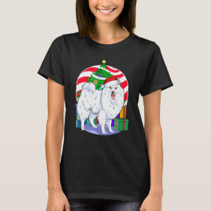 American Eskimo Dog Cute Santa Christmas Tree Deco T-Shirt