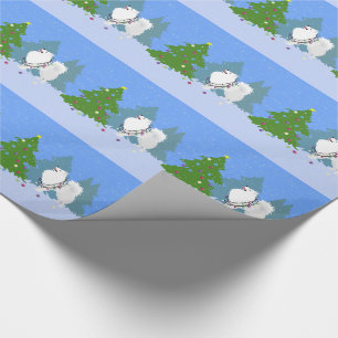 American Eskimo Dog Decorating Christmas Tree Wrapping Paper