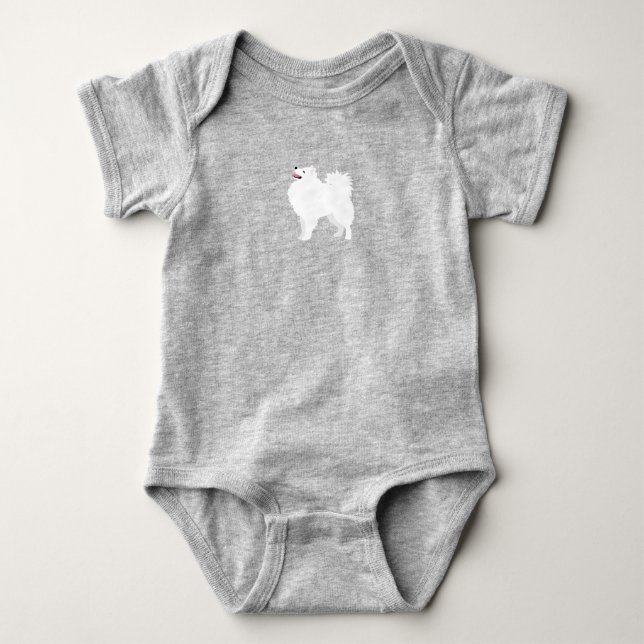 American Eskimo Dog Dog Breed Silhouette Baby Bodysuit (Front)