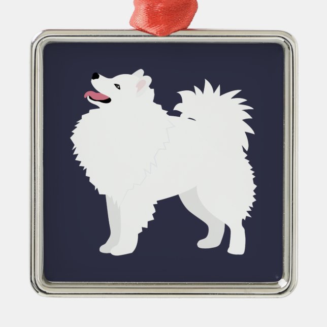 American Eskimo Dog Dog Breed Silhouette Metal Ornament (Front)