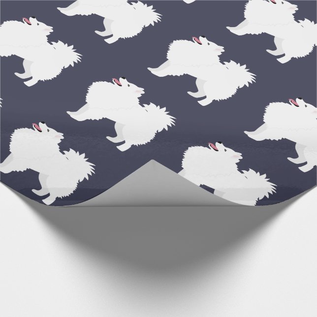 American Eskimo Dog Dog Breed Silhouette Wrapping Paper (Corner)