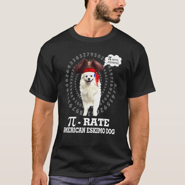 American Eskimo Dog Dog Pirate Costume Pi Day T-Shirt (Front)