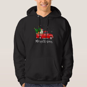 American Eskimo Dog Dog Riding Red Truck Christmas Hoodie